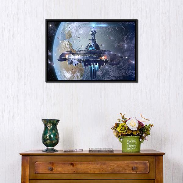 Alien Mothership UFO Panoramic Canvas Wall Art-1 Piece-36" x 12"-Tiaracle