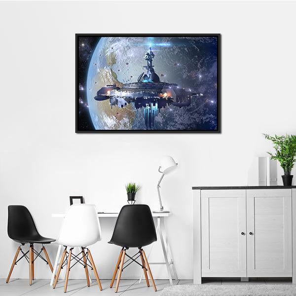 Alien Mothership UFO Panoramic Canvas Wall Art-1 Piece-36" x 12"-Tiaracle