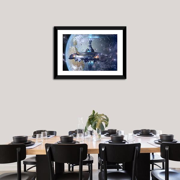 Alien Mothership UFO Panoramic Canvas Wall Art-1 Piece-36" x 12"-Tiaracle