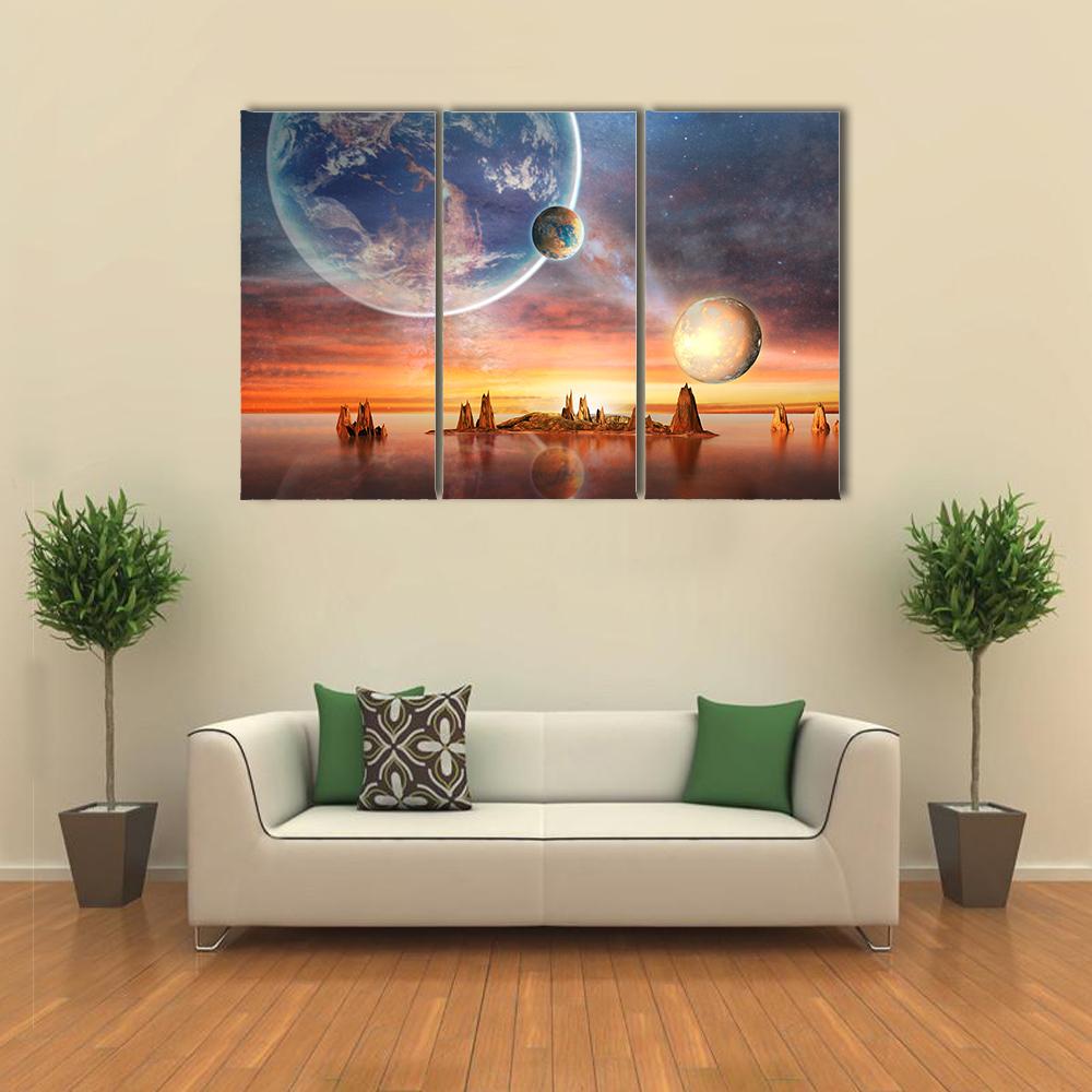 Alien Planet Canvas Wall Art-3 Horizontal-Gallery Wrap-25" x 16"-Tiaracle
