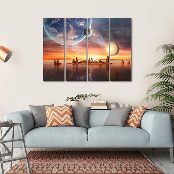 Alien Planet Canvas Wall Art-4 Horizontal-Gallery Wrap-34" x 24"-Tiaracle