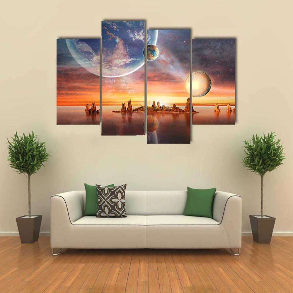 Alien Planet Canvas Wall Art-4 Pop-Gallery Wrap-34" x 20"-Tiaracle
