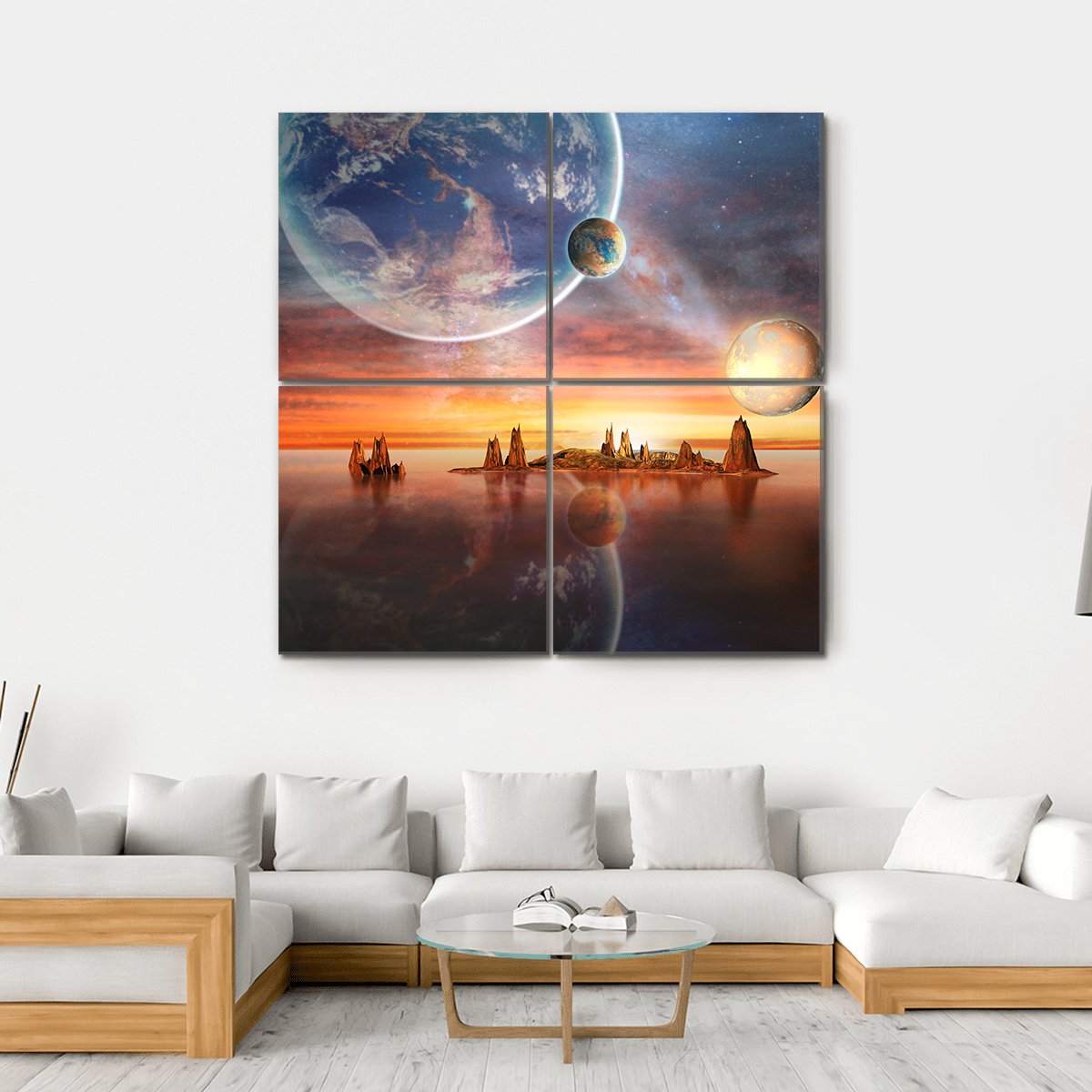 Alien Planet Canvas Wall Art-4 Square-Gallery Wrap-17" x 17"-Tiaracle