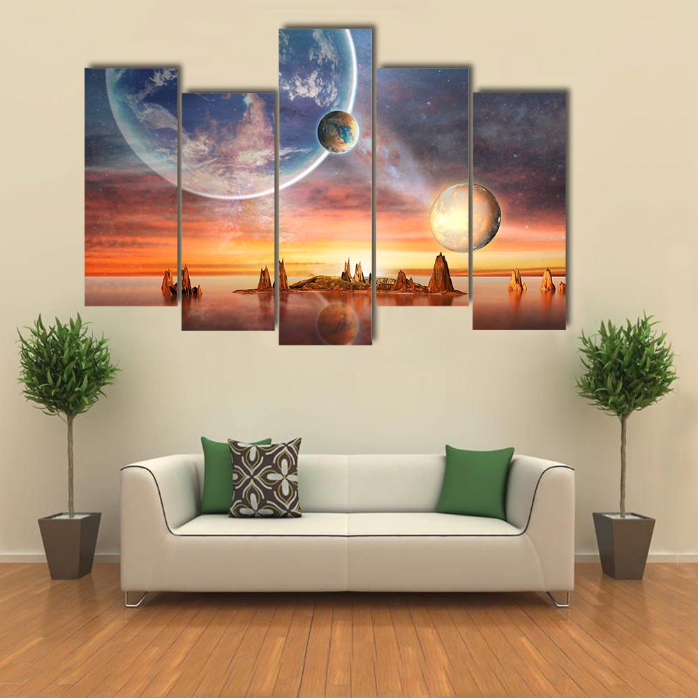 Alien Planet Canvas Wall Art-5 Pop-Gallery Wrap-32" x 21"-Tiaracle