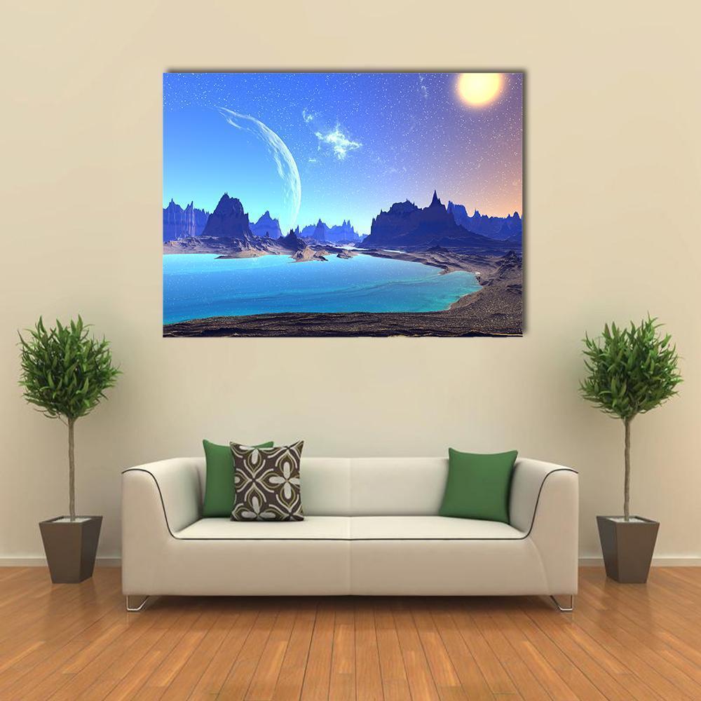 Beautiful Alien Planet Canvas Wall Art-1 Piece-Gallery Wrap-48" x 32"-Tiaracle