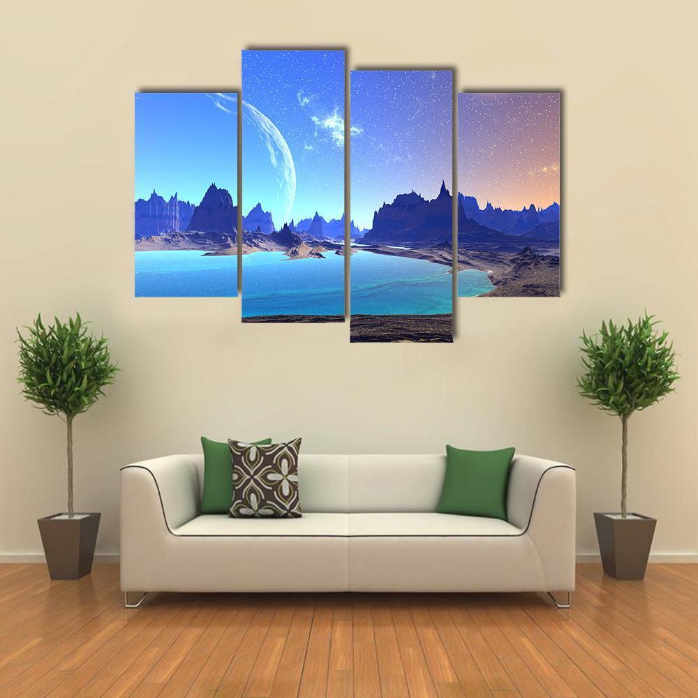 Beautiful Alien Planet Canvas Wall Art-4 Pop-Gallery Wrap-50" x 32"-Tiaracle