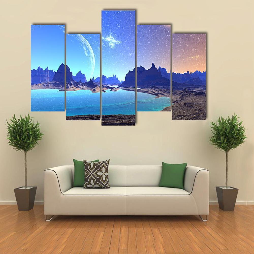 Beautiful Alien Planet Canvas Wall Art-5 Pop-Gallery Wrap-47" x 32"-Tiaracle
