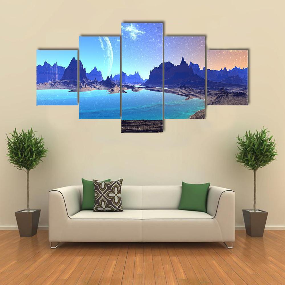 Beautiful Alien Planet Canvas Wall Art-5 Star-Gallery Wrap-62" x 32"-Tiaracle