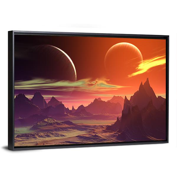 Alien Planet With Rocks Canvas Wall Art-5 Horizontal-Gallery Wrap-22" x 12"-Tiaracle