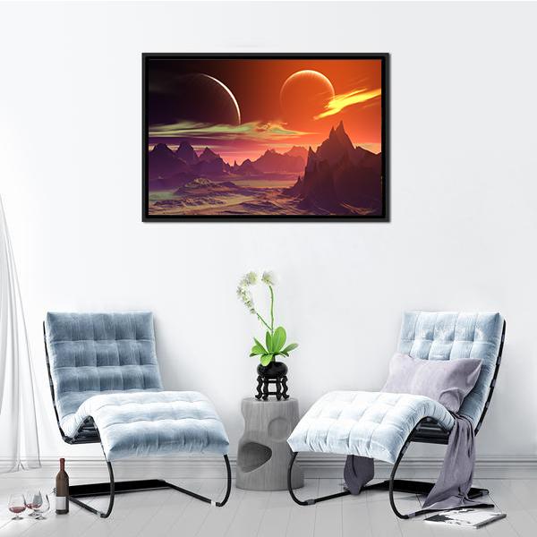 Alien Planet With Rocks Canvas Wall Art-5 Horizontal-Gallery Wrap-22" x 12"-Tiaracle