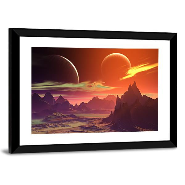 Alien Planet With Rocks Canvas Wall Art-5 Horizontal-Gallery Wrap-22" x 12"-Tiaracle