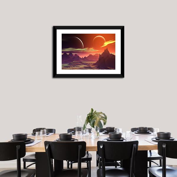 Alien Planet With Rocks Canvas Wall Art-5 Horizontal-Gallery Wrap-22" x 12"-Tiaracle