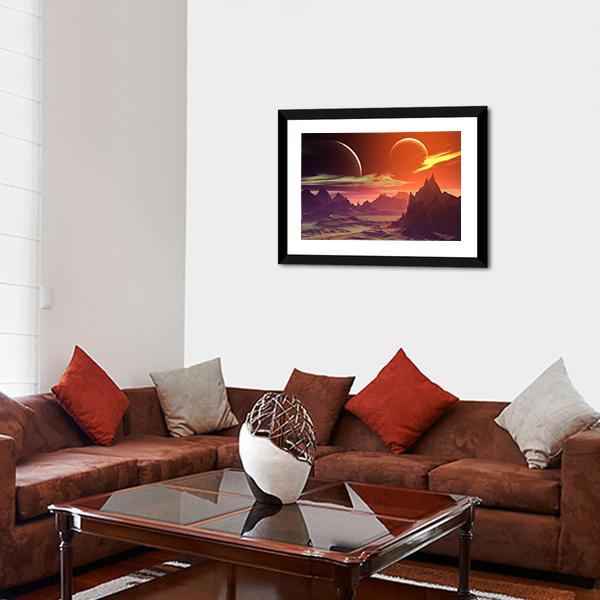 Alien Planet With Rocks Canvas Wall Art-5 Horizontal-Gallery Wrap-22" x 12"-Tiaracle