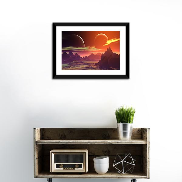 Alien Planet With Rocks Canvas Wall Art-1 Piece-Framed Print-20" x 16"-Tiaracle