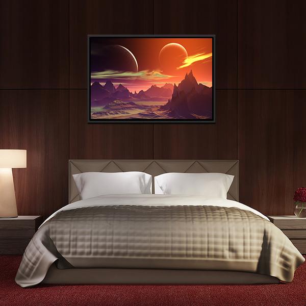Alien Planet With Rocks Canvas Wall Art-3 Horizontal-Gallery Wrap-25" x 16"-Tiaracle