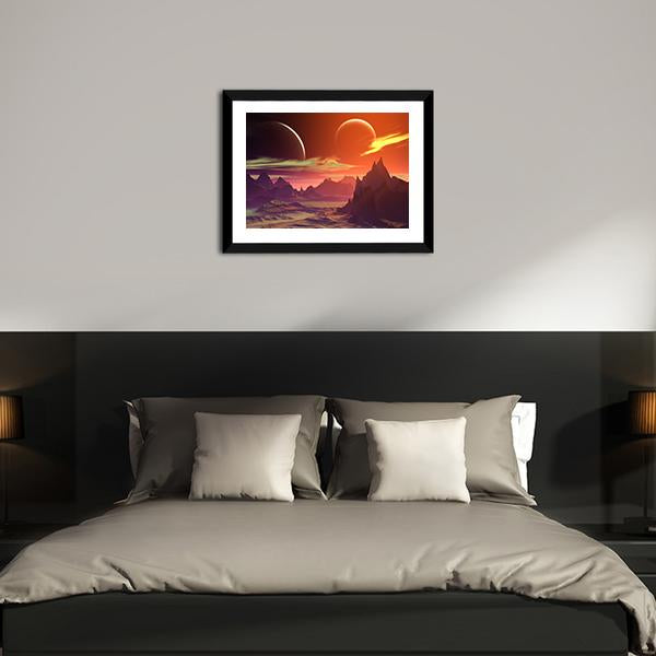 Alien Planet With Rocks Canvas Wall Art-3 Horizontal-Gallery Wrap-25" x 16"-Tiaracle