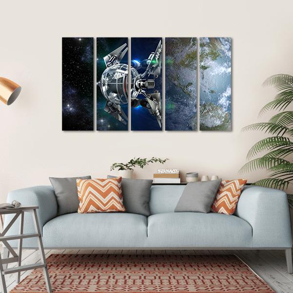 Alien Spaceship Canvas Wall Art-5 Horizontal-Gallery Wrap-22" x 12"-Tiaracle