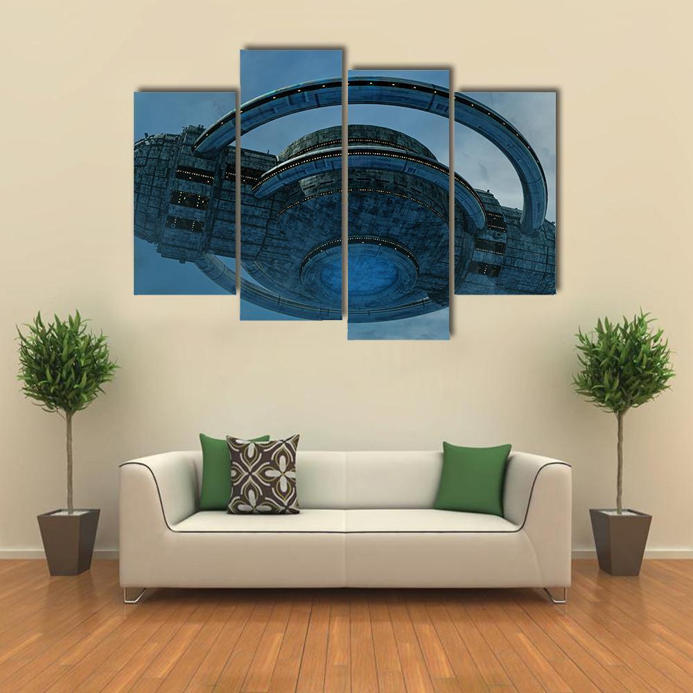 Alien UFO Canvas Wall Art-4 Pop-Gallery Wrap-50" x 32"-Tiaracle