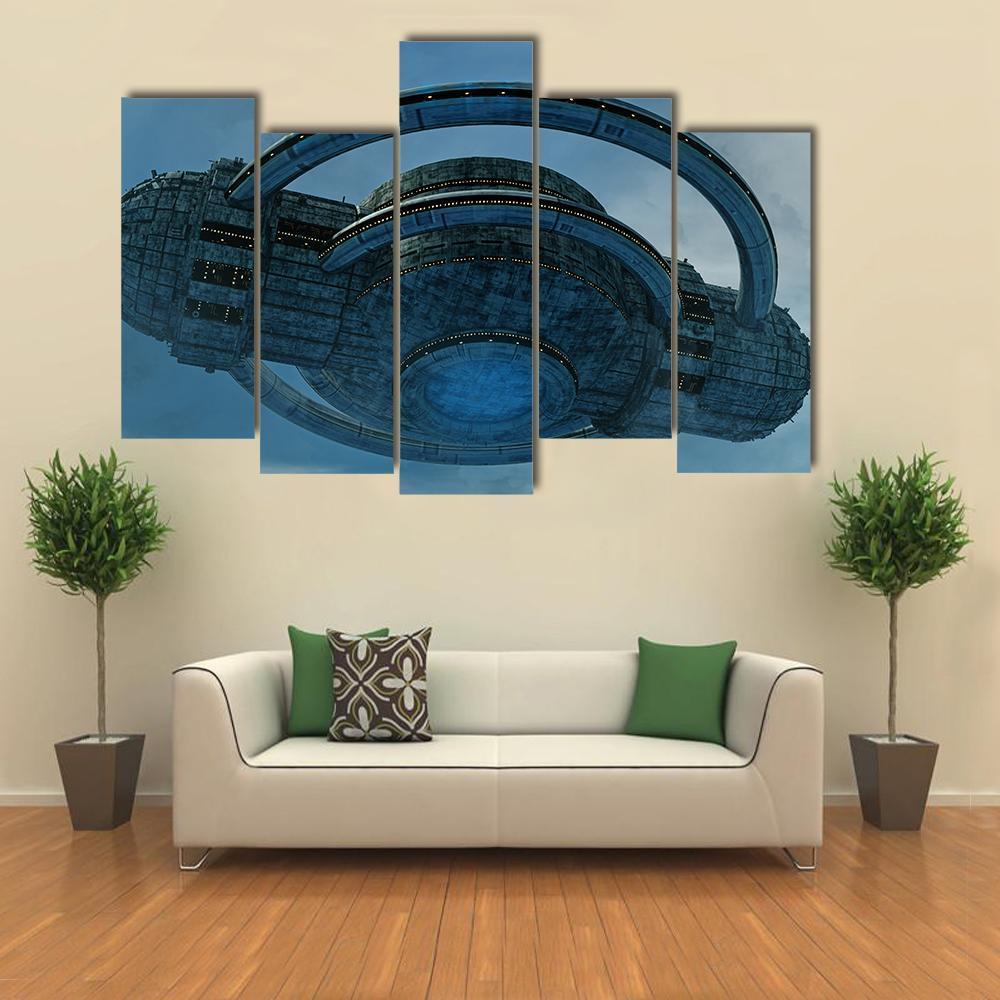 Alien UFO Canvas Wall Art-5 Pop-Gallery Wrap-47" x 32"-Tiaracle