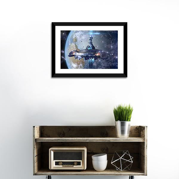 Aliens Mothership UFO Canvas Wall Art-1 Piece-Framed Print-20" x 16"-Tiaracle