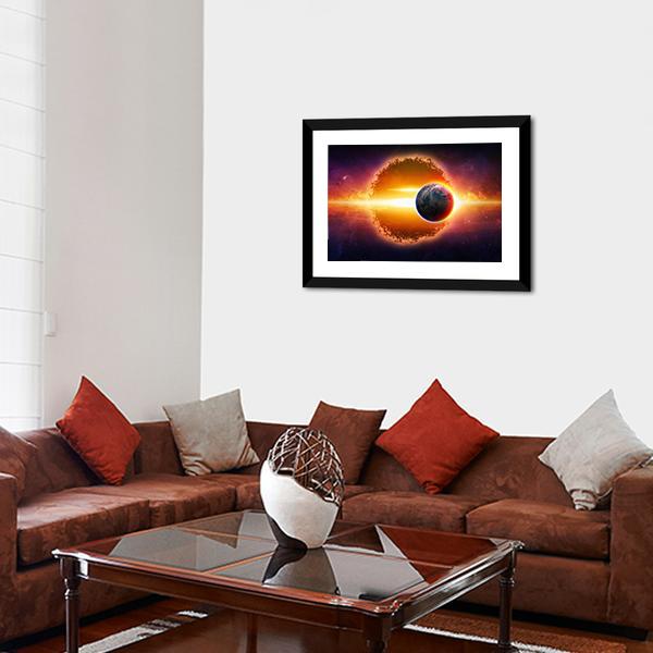 Aliens Planet Approaching Planet Earth Canvas Wall Art-5 Horizontal-Gallery Wrap-22" x 12"-Tiaracle