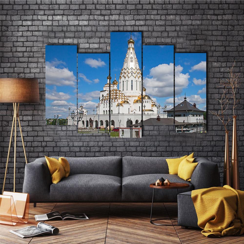 All Saints Church in Minsk Canvas Wall Art-5 Pop-Gallery Wrap-47&quot; x 32&quot;-Tiaracle