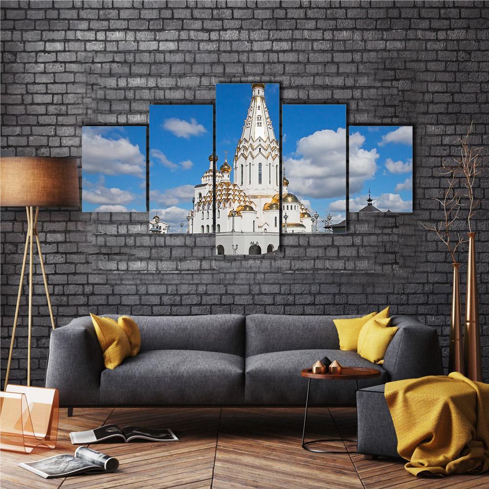 All Saints Church in Minsk Canvas Wall Art-5 Star-Gallery Wrap-62&quot; x 32&quot;-Tiaracle