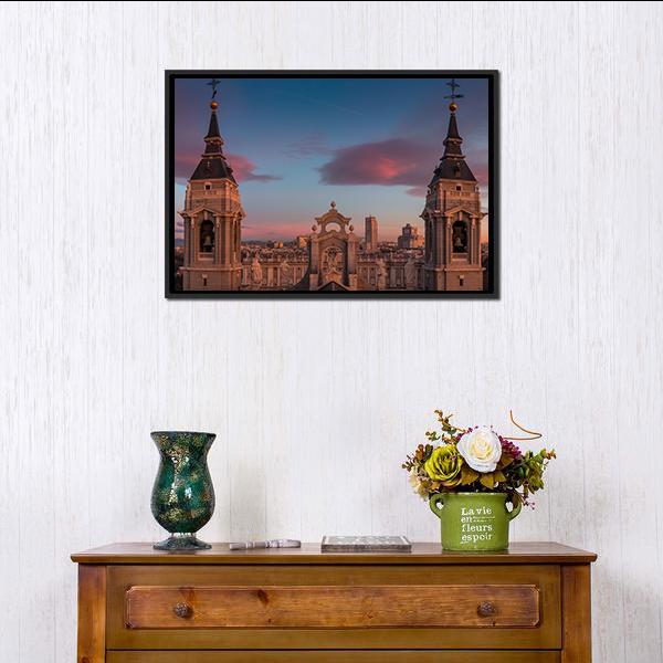 Almudena Cathedral In Spain Panoramic Canvas Wall Art-1 Piece-36" x 12"-Tiaracle