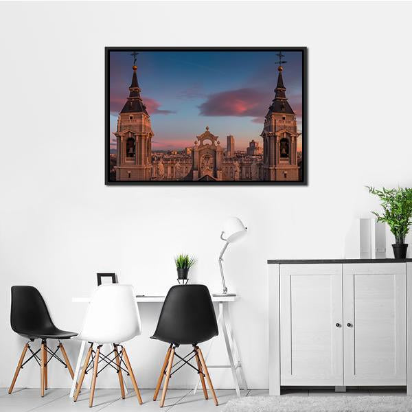 Almudena Cathedral In Spain Panoramic Canvas Wall Art-1 Piece-36" x 12"-Tiaracle