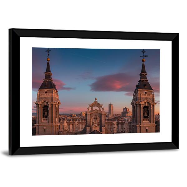 Almudena Cathedral In Spain Panoramic Canvas Wall Art-1 Piece-36" x 12"-Tiaracle