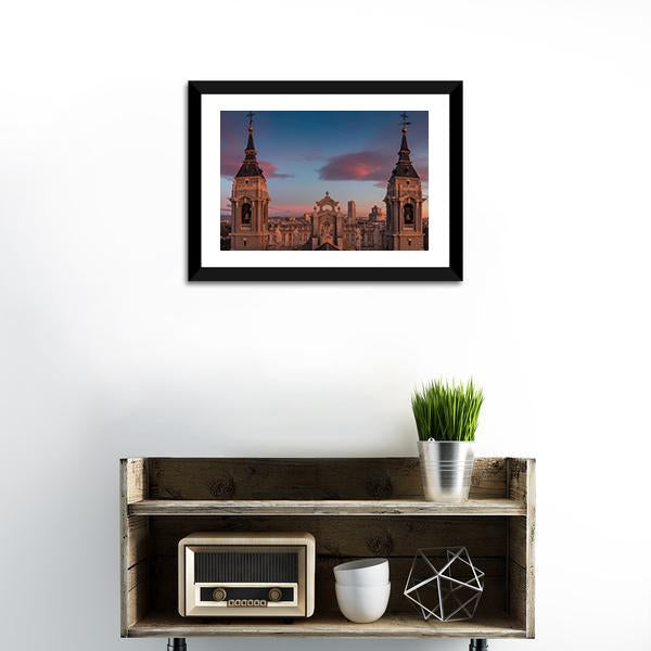 Almudena Cathedral In Spain Panoramic Canvas Wall Art-1 Piece-36" x 12"-Tiaracle