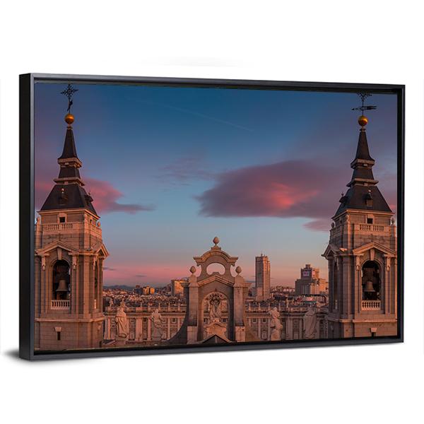 Almudena Cathedral In Spain Panoramic Canvas Wall Art-1 Piece-36" x 12"-Tiaracle
