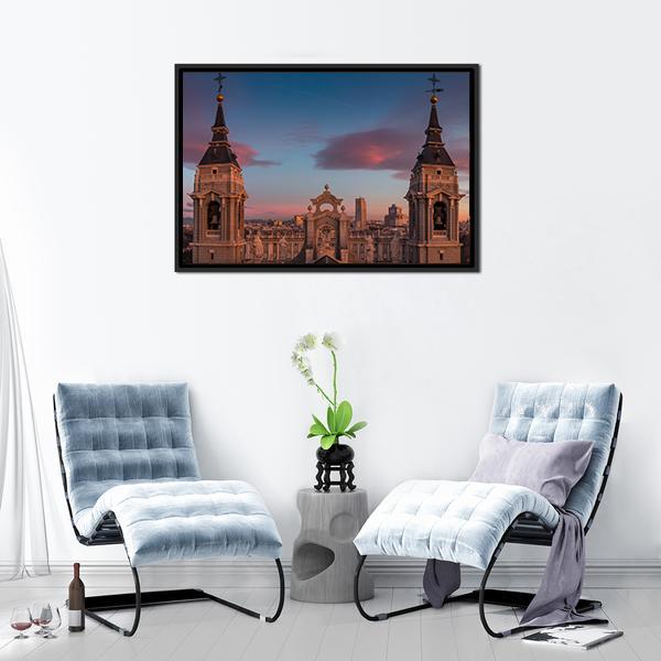 Almudena Cathedral In Spain Panoramic Canvas Wall Art-1 Piece-36" x 12"-Tiaracle