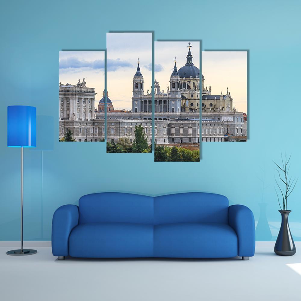 Almudena Cathedral Canvas Wall Art-4 Pop-Gallery Wrap-50" x 32"-Tiaracle