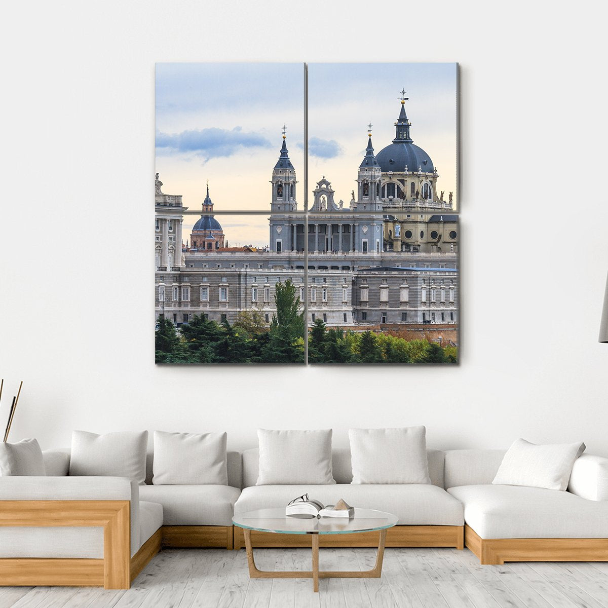 Almudena Cathedral Canvas Wall Art-4 Square-Gallery Wrap-17" x 17"-Tiaracle