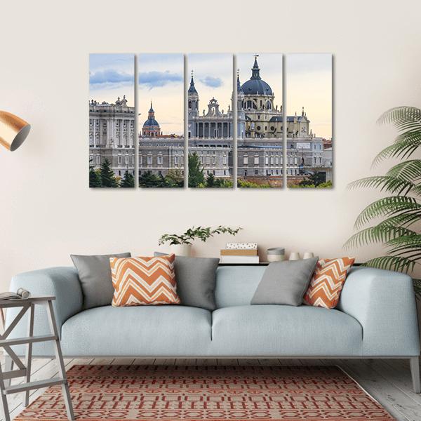 Almudena Cathedral Canvas Wall Art-5 Horizontal-Gallery Wrap-22" x 12"-Tiaracle