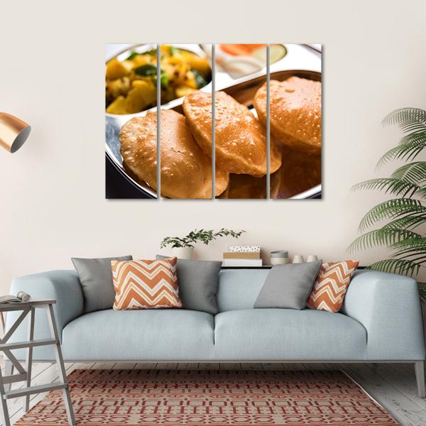 Aloo Fry & Puri Canvas Wall Art-4 Horizontal-Gallery Wrap-34" x 24"-Tiaracle