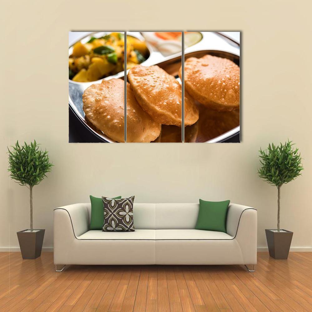 Aloo Fry &amp; Puri Canvas Wall Art-3 Horizontal-Gallery Wrap-37" x 24"-Tiaracle