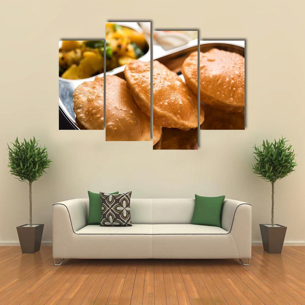 Aloo Fry & Puri Canvas Wall Art-4 Pop-Gallery Wrap-50" x 32"-Tiaracle