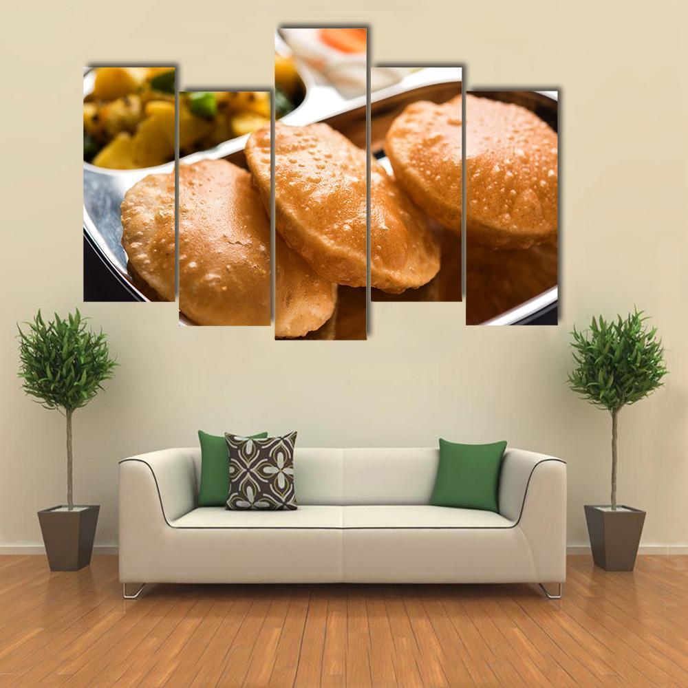 Aloo Fry &amp; Puri Canvas Wall Art-5 Pop-Gallery Wrap-47" x 32"-Tiaracle