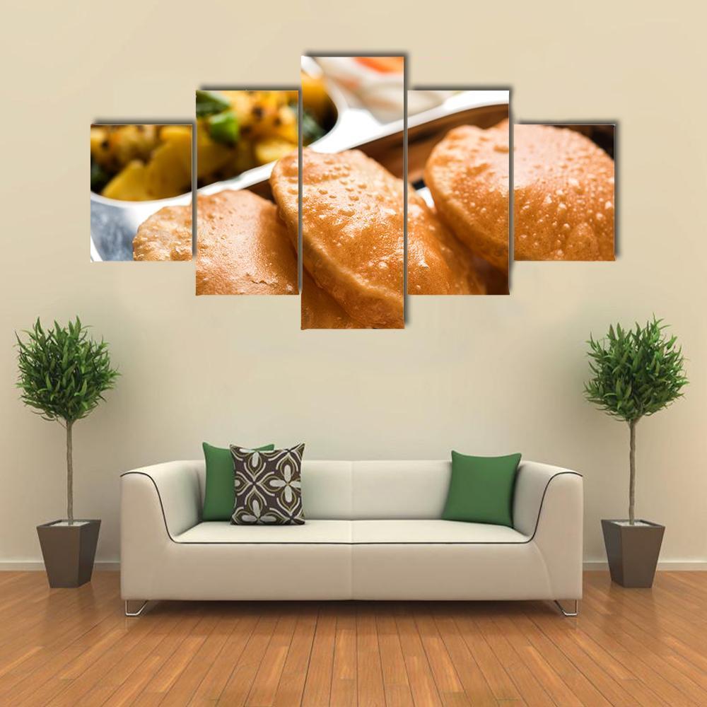 Aloo Fry &amp; Puri Canvas Wall Art-5 Star-Gallery Wrap-62" x 32"-Tiaracle