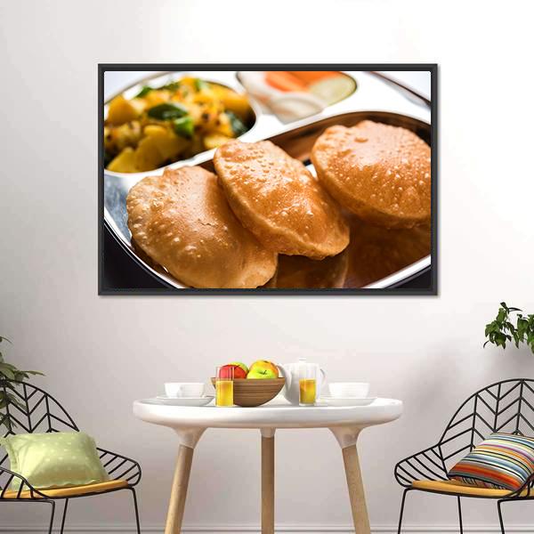 Aloo Fry & Puri Canvas Wall Art-5 Horizontal-Gallery Wrap-22" x 12"-Tiaracle