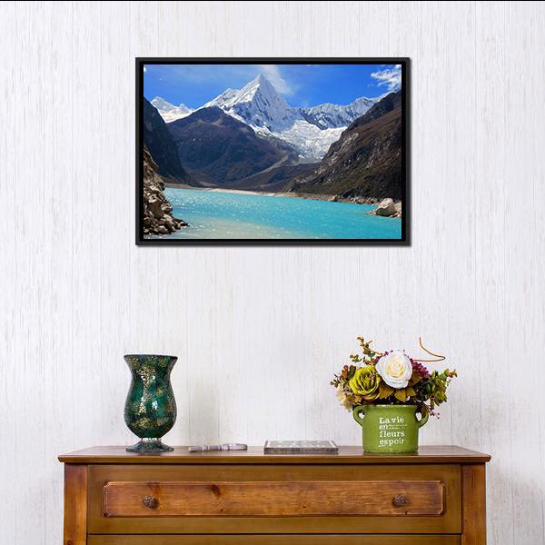 Alpamayo Peak Canvas Wall Art-1 Piece-Floating Frame-24" x 16"-Tiaracle