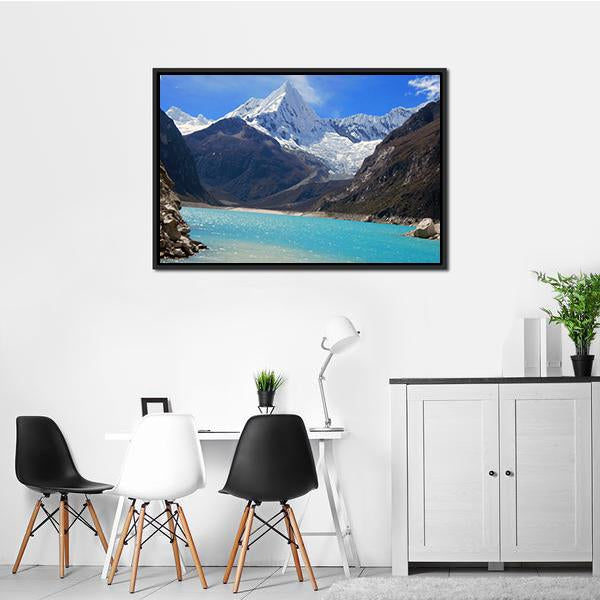 Alpamayo Peak Canvas Wall Art-1 Piece-Floating Frame-24" x 16"-Tiaracle