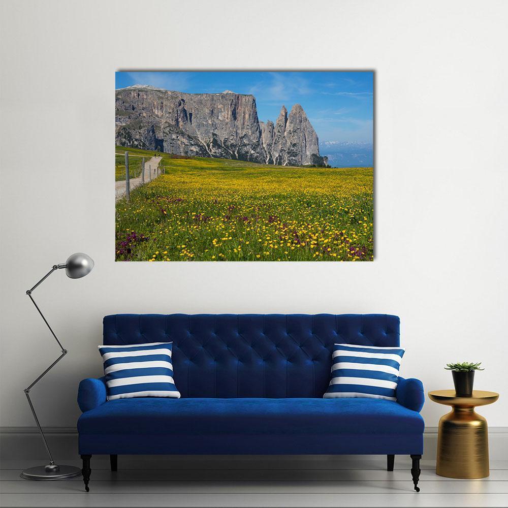 Alpe di Siusi In South Tyrol Canvas Wall Art-1 Piece-Gallery Wrap-48" x 32"-Tiaracle