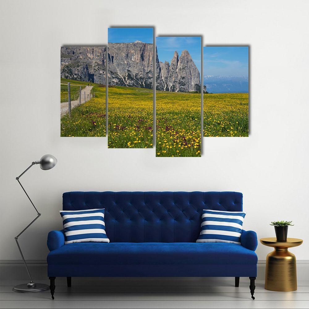 Alpe di Siusi In South Tyrol Canvas Wall Art-4 Pop-Gallery Wrap-50" x 32"-Tiaracle