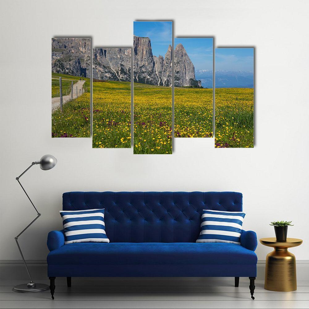 Alpe di Siusi In South Tyrol Canvas Wall Art-5 Pop-Gallery Wrap-47" x 32"-Tiaracle