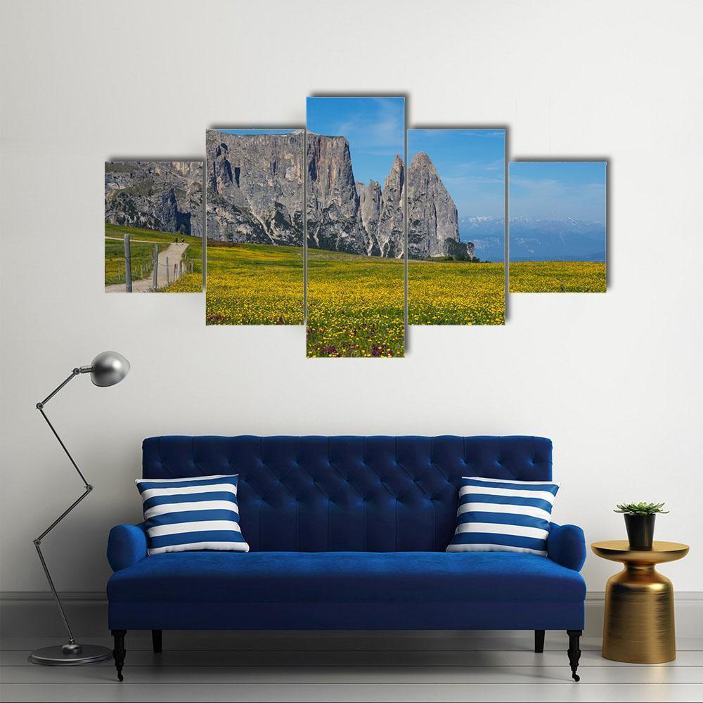 Alpe di Siusi In South Tyrol Canvas Wall Art-5 Star-Gallery Wrap-62" x 32"-Tiaracle