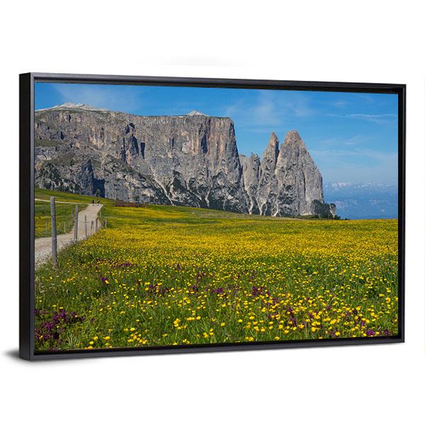 Alpe di Siusi In South Tyrol Canvas Wall Art-3 Horizontal-Gallery Wrap-25" x 16"-Tiaracle