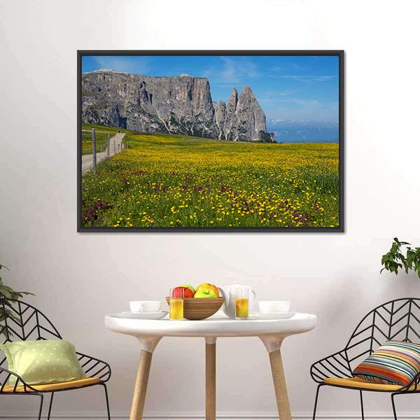 Alpe di Siusi In South Tyrol Canvas Wall Art-1 Piece-Floating Frame-24" x 16"-Tiaracle